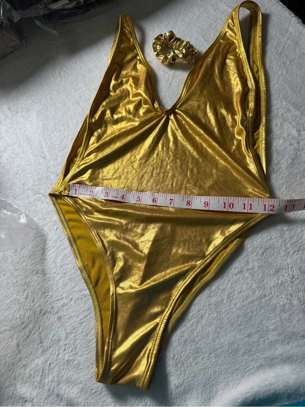 Metallic Gold High-Cut One-Piece Swimsuit